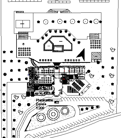 Landscaping details with structure of three star mountain hotel dwg ...