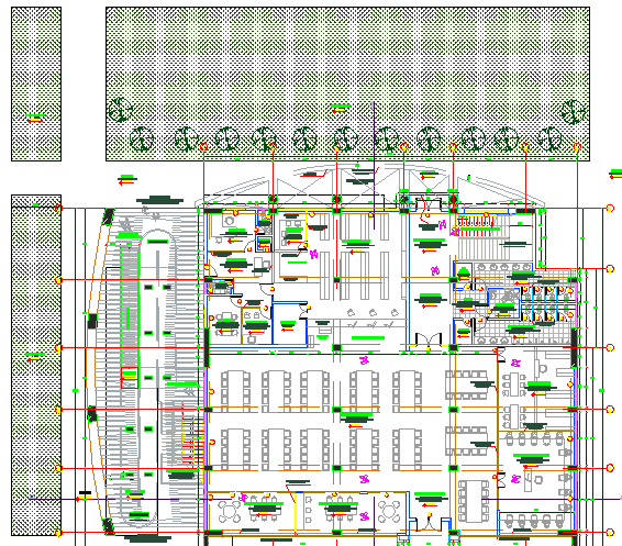 Landscaping of multi-flooring virtual library dwg file - Cadbull