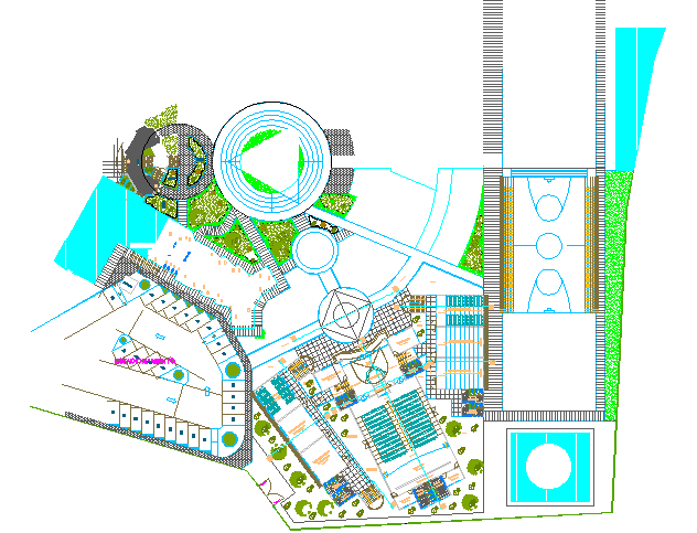 Landscaping top view detail dwg file - Cadbull