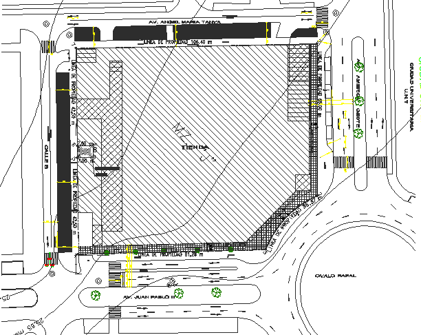 Landscaping With Site Plan Details Of Shopping Center Dwg File - Cadbull