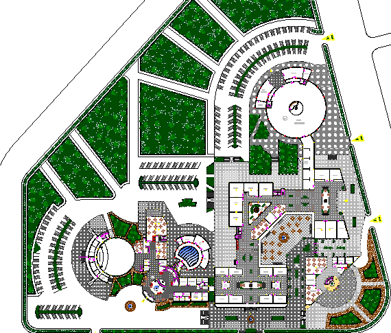 Landscaping With Structure Details Of Shopping Center Dwg File - Cadbull