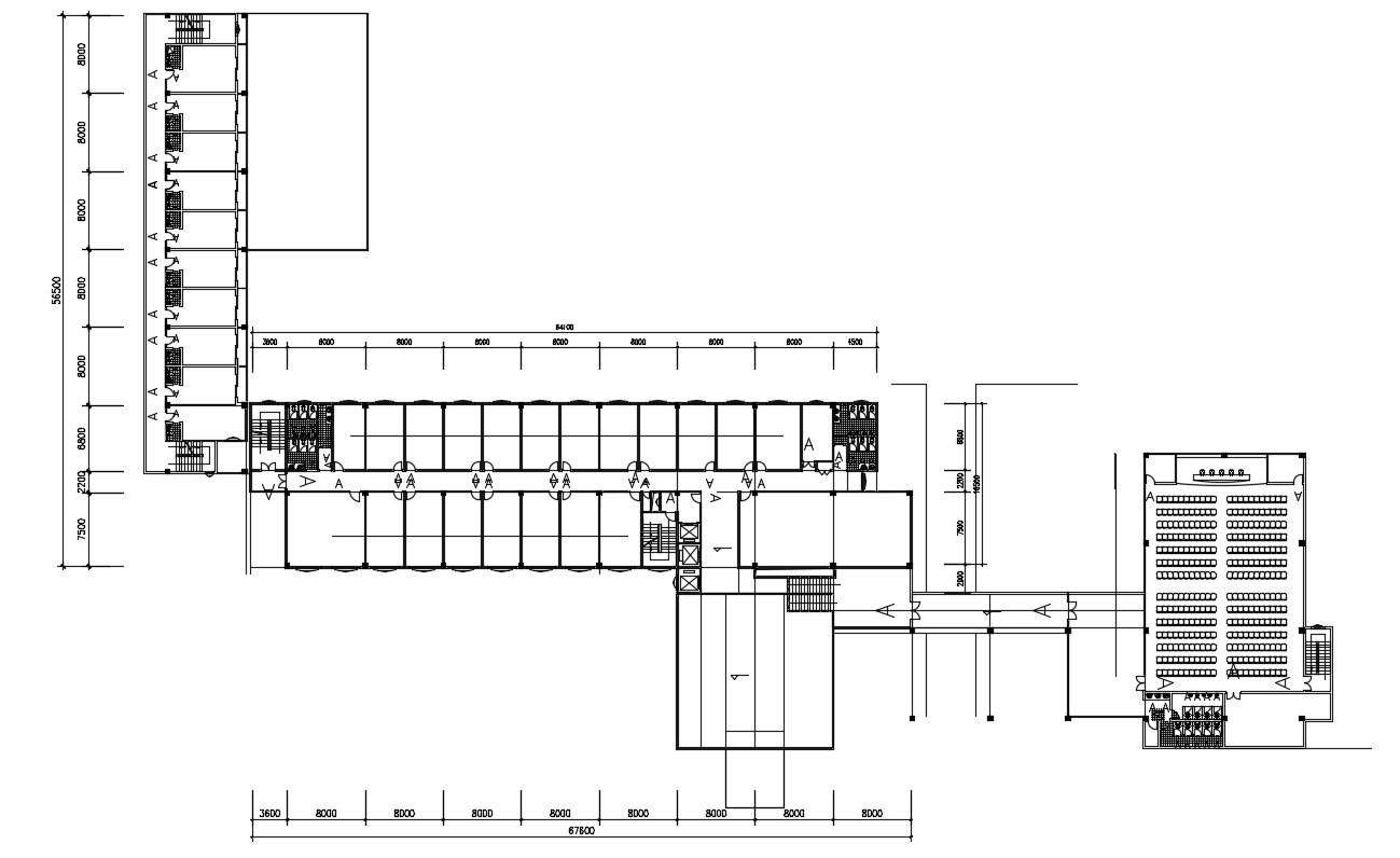 Layout Plan Design of Hostel Building Architecture Drawing - Cadbull