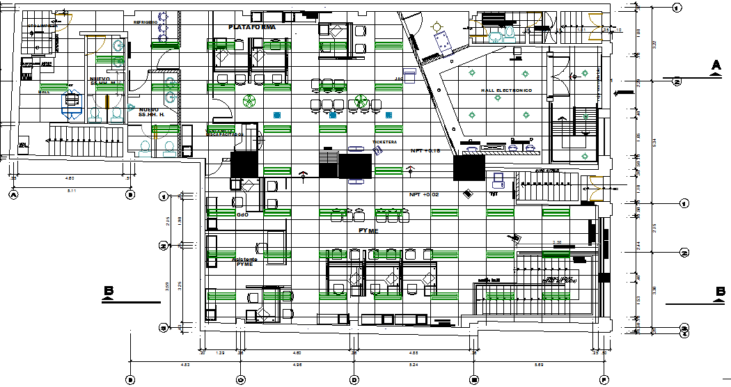Layout plan of a bank dwg file - Cadbull