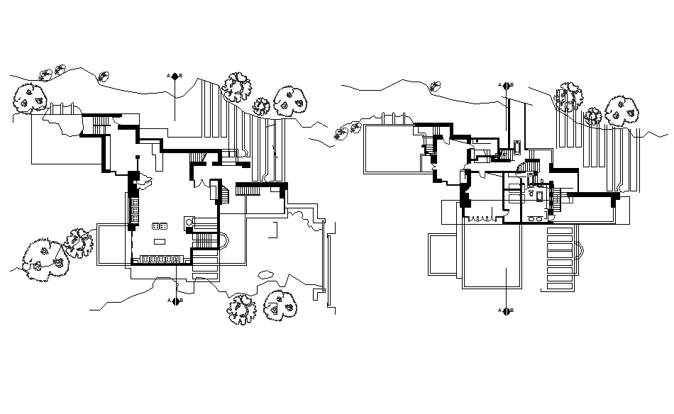 Layout plan of a bungalow dwg file - Cadbull