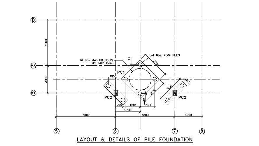 Layout And Details Of The Pile Foundation Derived In This Autocad File