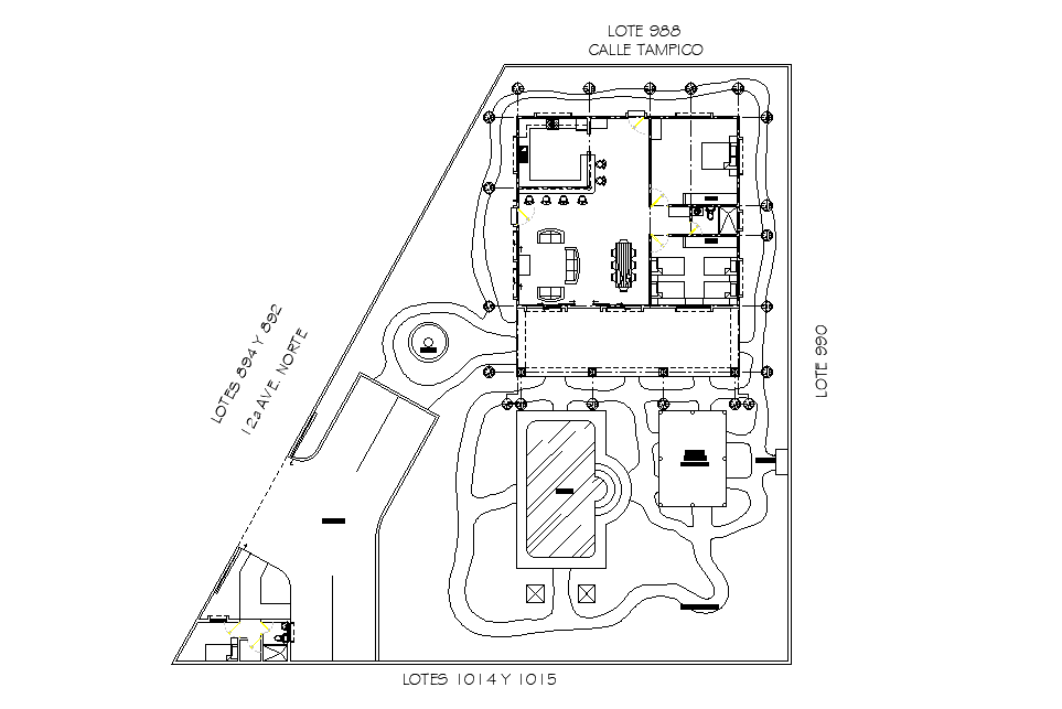 Layout of 16x40 villa house plan is given in this Autocad drawing file ...