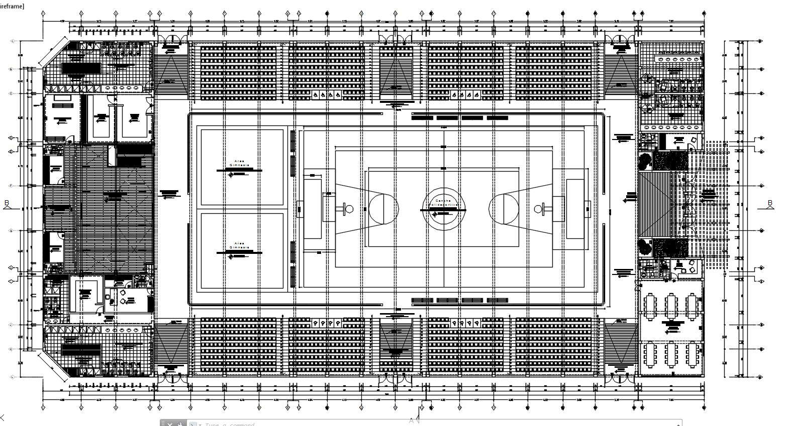 Layout plan of the sports stadium design in AutoCAD 2D drawing, CAD ...