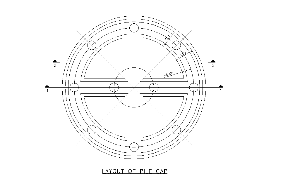 Layouts of pile cap details are given in this 2D Autocad DWG drawing ...