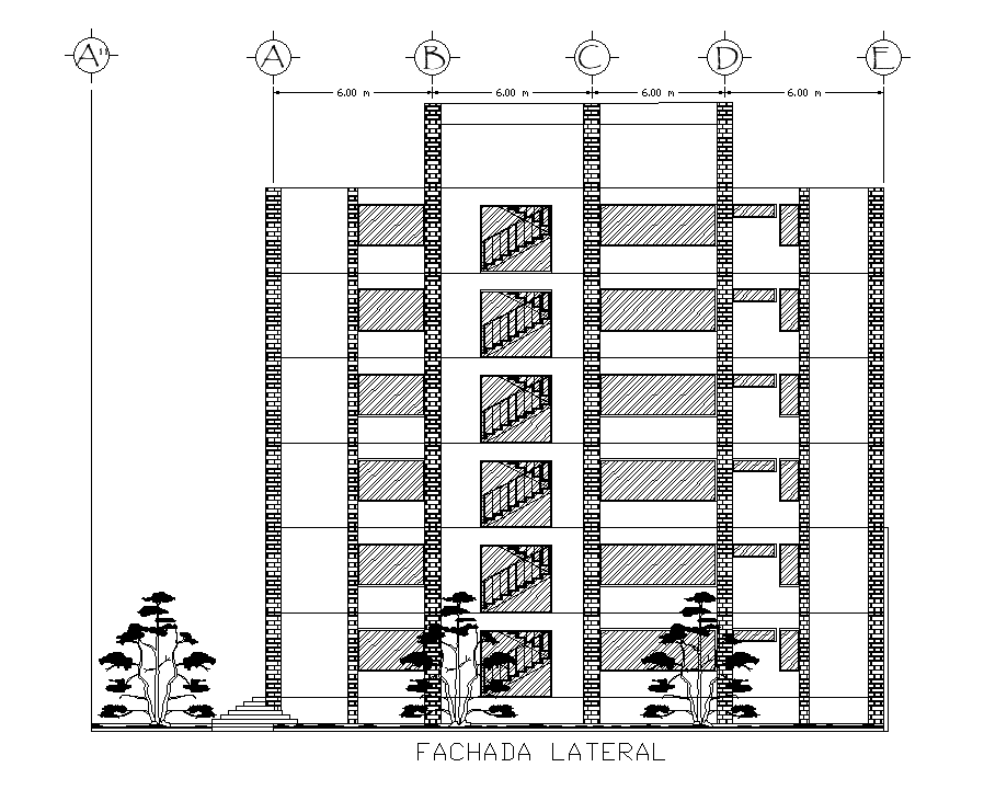 Left side elevation of 15x24m office building is given in this Autocad ...