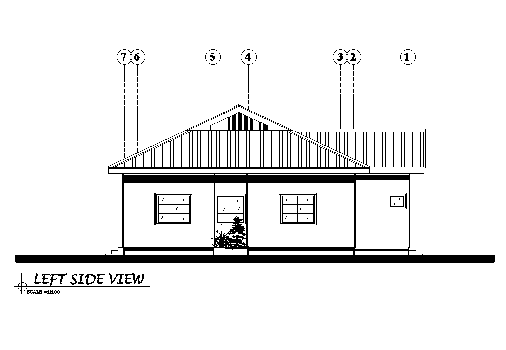 Left Side Elevation Of 17x14m Ground Floor House Plan Is Given In This Autocad Drawing File