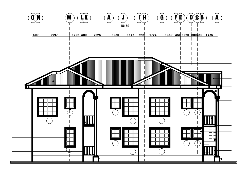 Left Side Elevation Of 18x17m House Plan Is Given In This Autocad Drawing File Download Now