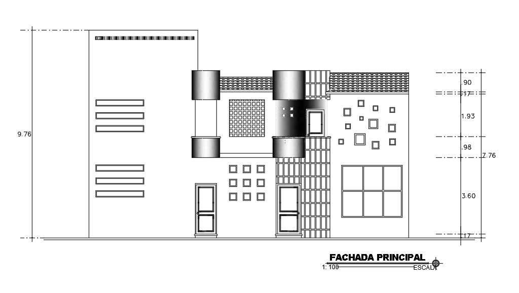 Left Side Elevation View Of 20x15m House Building Is Given In This Autocad Drawing Filedownload