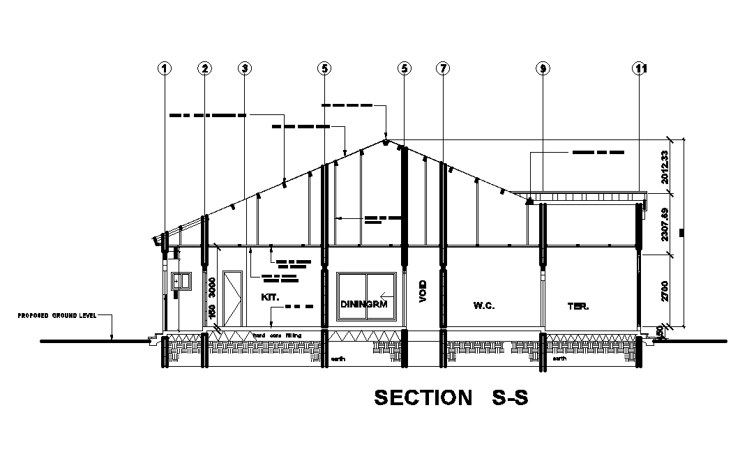 Left side section view of 21x18 ground floor house plan is given in ...