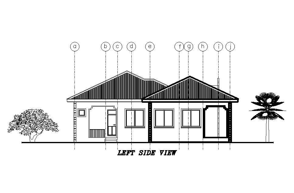 Left side view of 17x16m residential plan is given in this Autocad ...