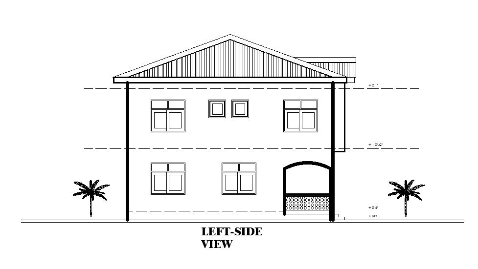 Left Side View Of 40 X32 House Plan Is Given In This Autocad Drawing File Download Now Cadbull