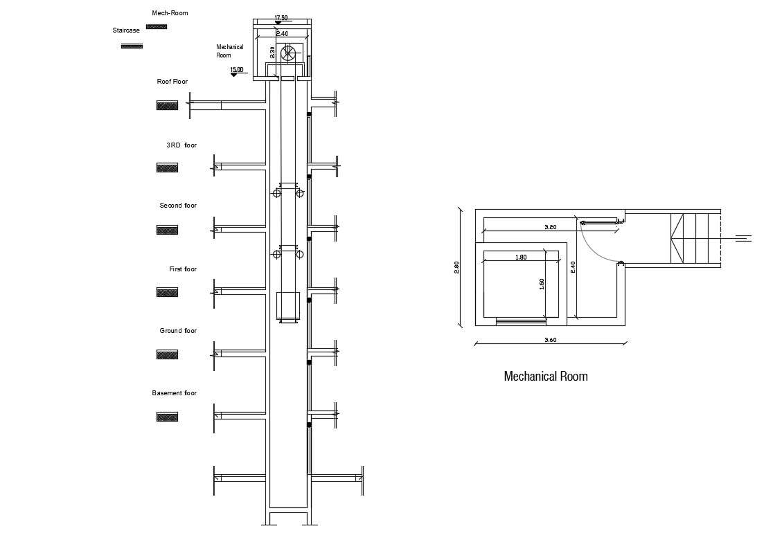 Lift elevator section CAD Drawing Free DWG File Cadbull
