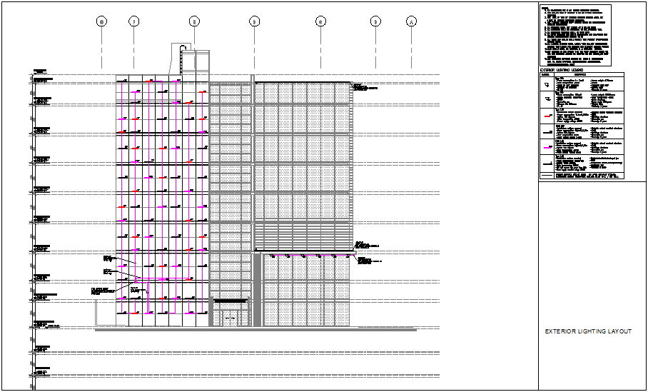  Lighting  layout elevation of building with its legend  dwg 