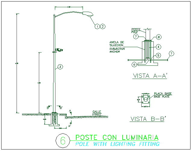 Lighting pole with harm electric installation details dwg file Cadbull