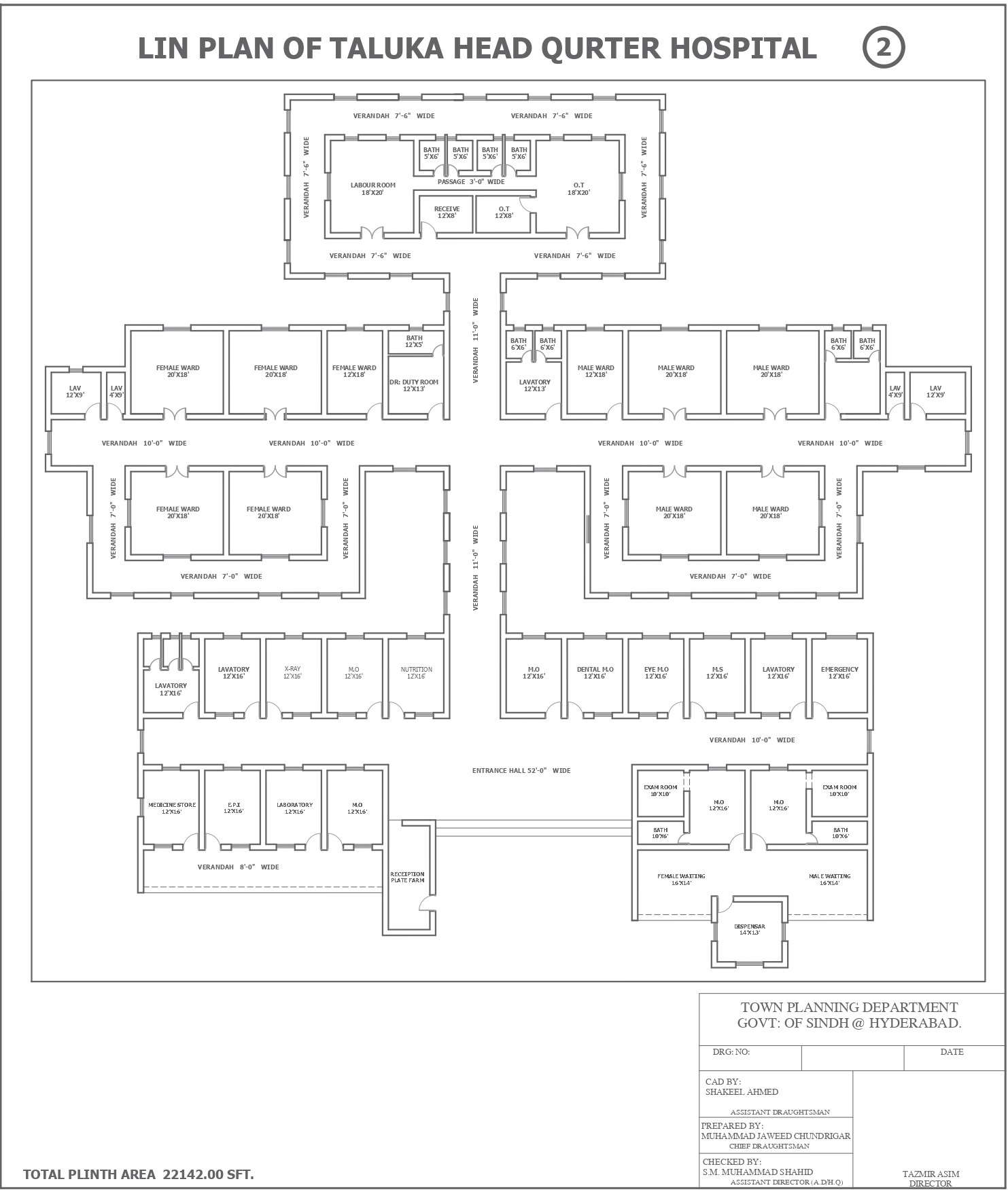 Line Plan Of Taluka Headquarter Hospital By Town Planning Department 