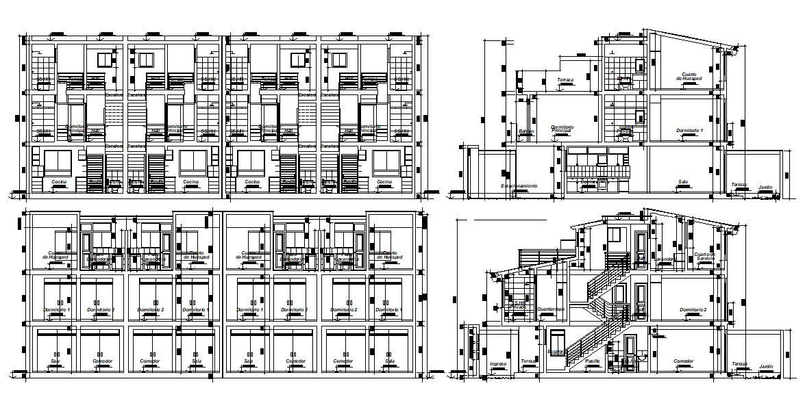 Living Apartment Elevation Design CAD File - Cadbull