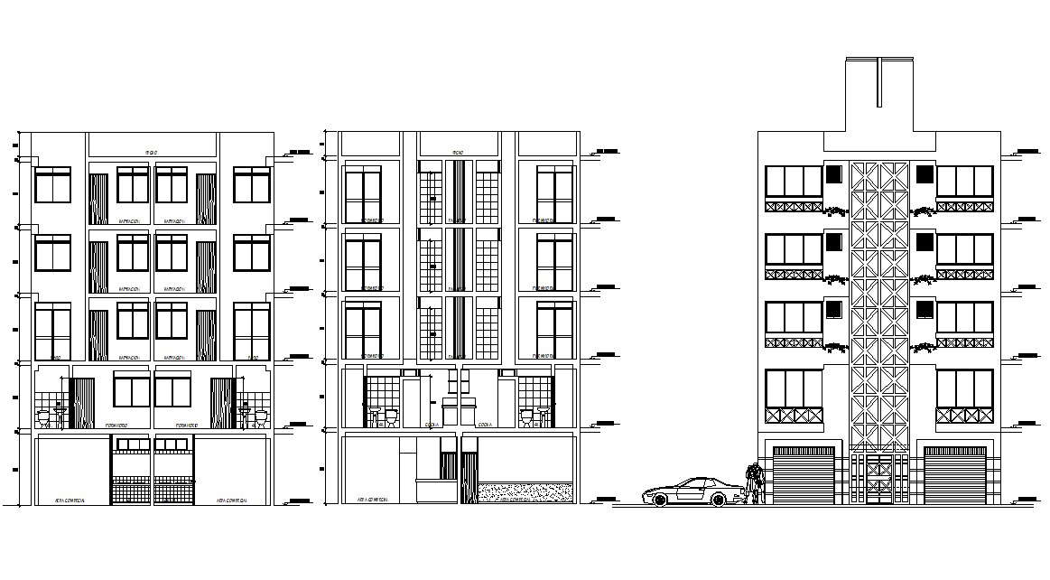 Modern Apartment Elevation Drawings with Simple Decor