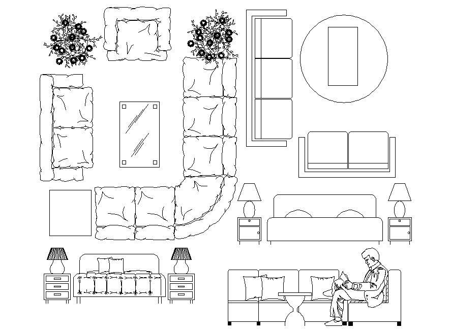 Living room CAD blocks download - Cadbull