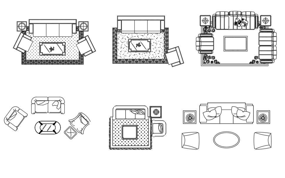 Living Area Furniture Detail AutoCAD Blocks - Cadbull