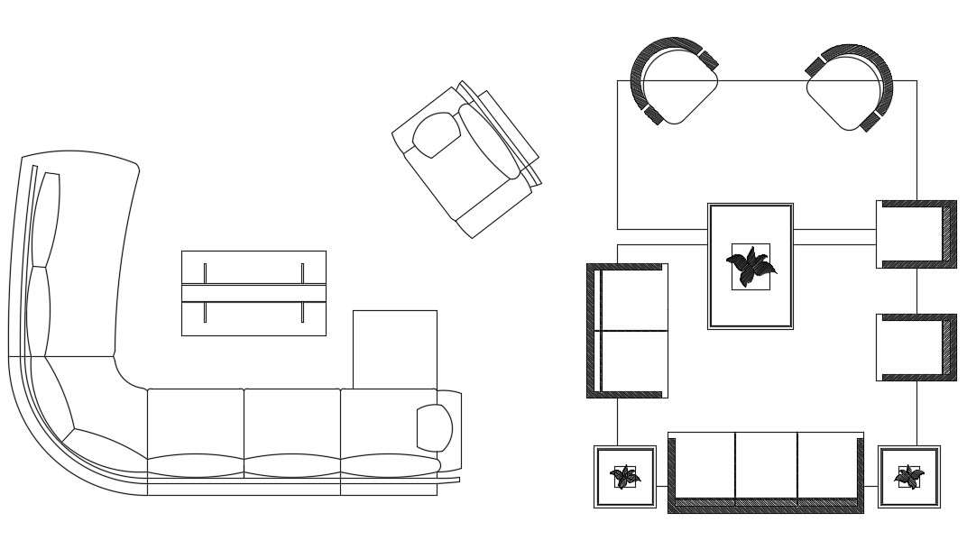 Living Room Furniture Cad Blocks Top View Drawing Dwg File Cadbull | My ...