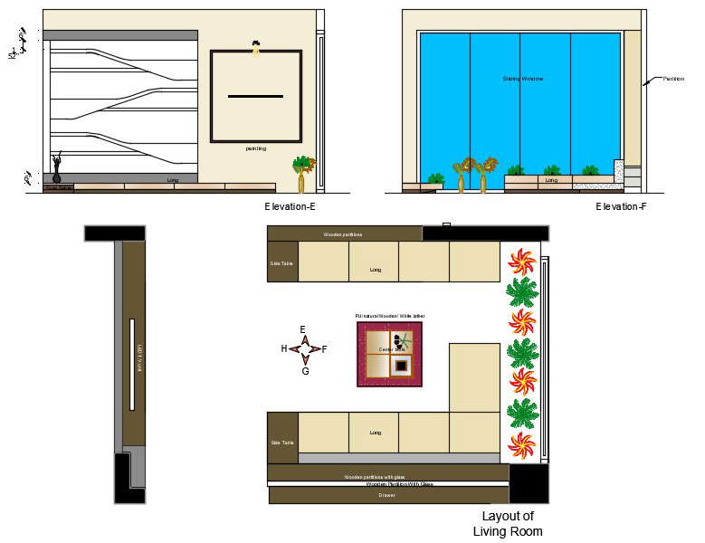 living room elevation autocad