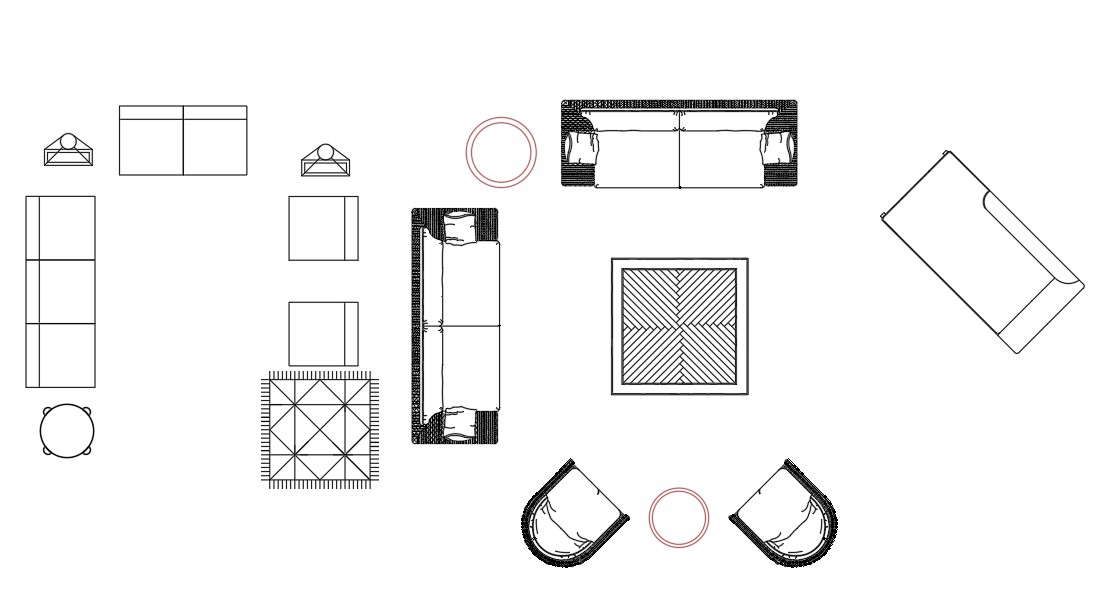 Living Room Sofa Set Furniture Drawing Free DWG File - Cadbull