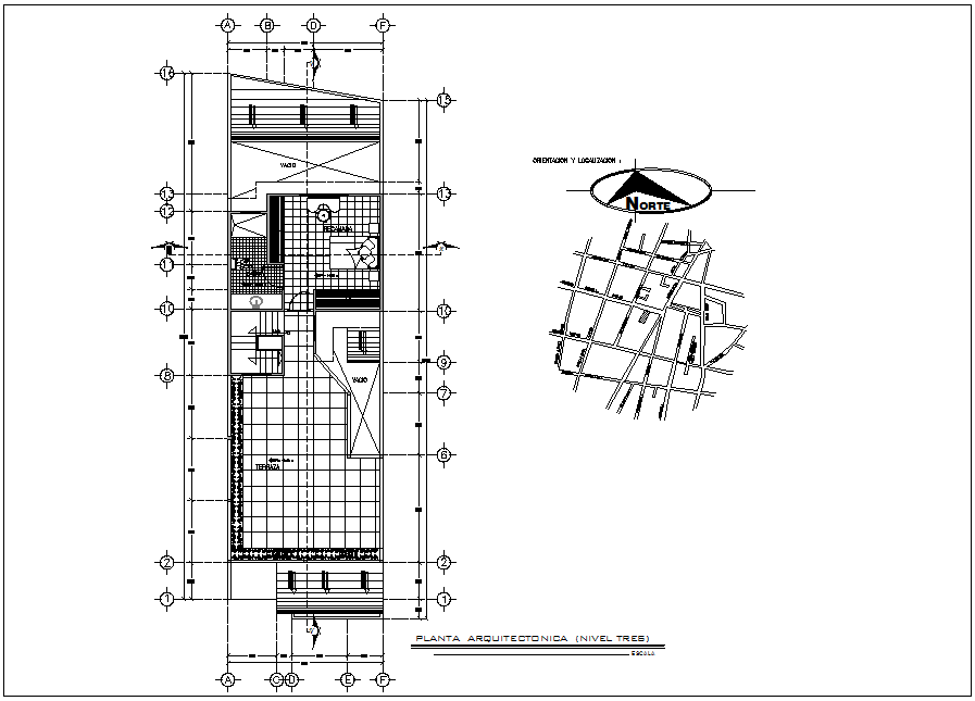 Location plan with third floor plan of residence area with architecture ...