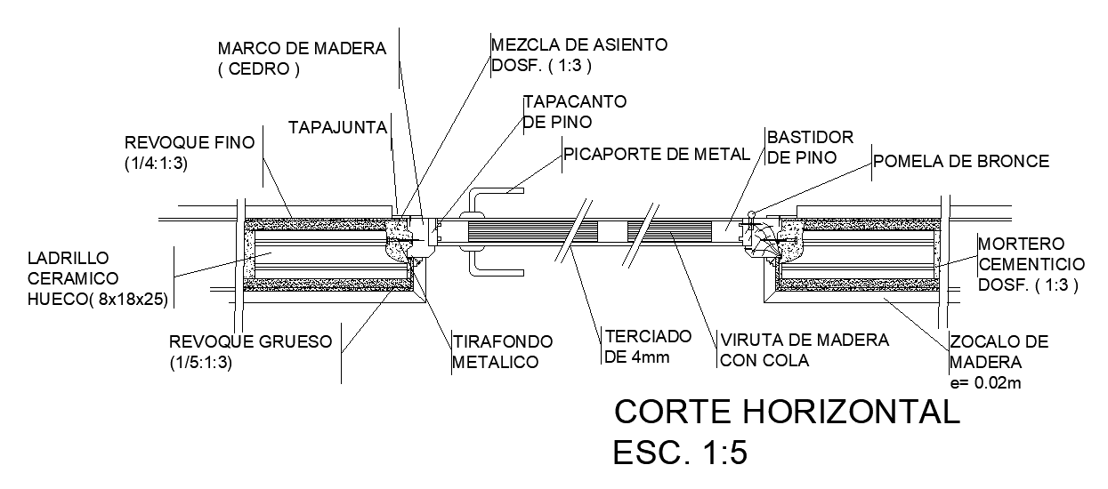 Longitudinal section view of 680x2000mm door structure is given in this ...