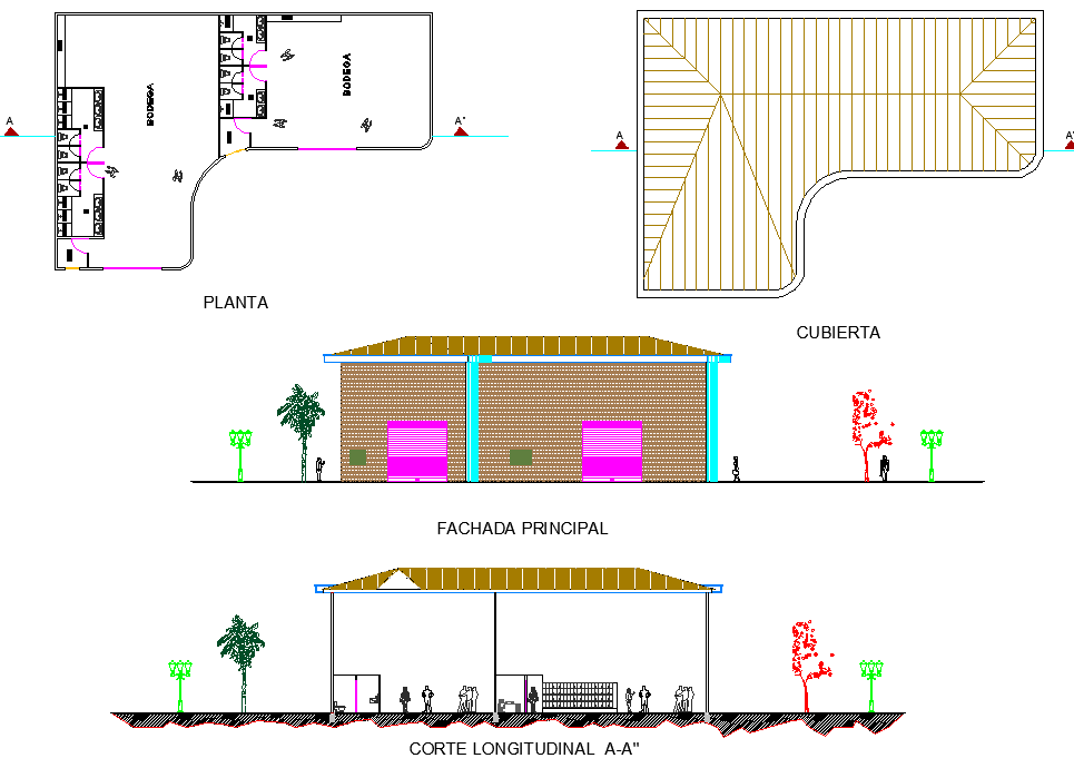 Lounge building drawing - Cadbull