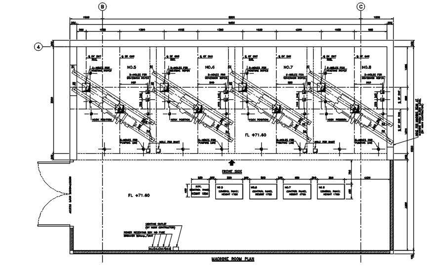 Machine room plan typical section details are given in this 2D CAD DWG drawing. Download the ...