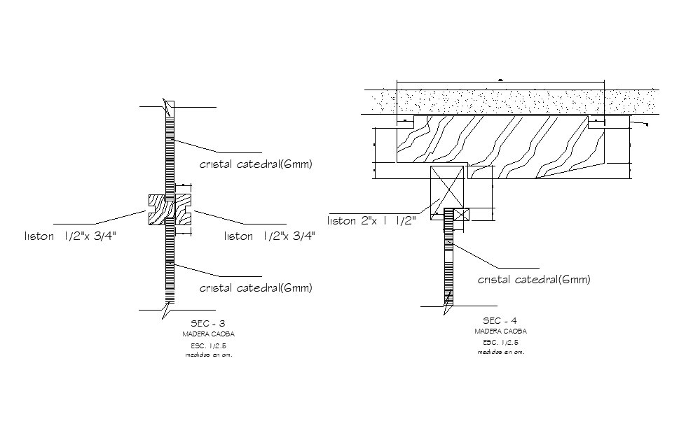 Mahogany wood section view is given in this Autocad drawing file ...