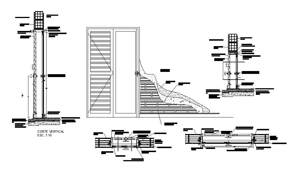 Main door of house elevation installation drawing details dwg file ...