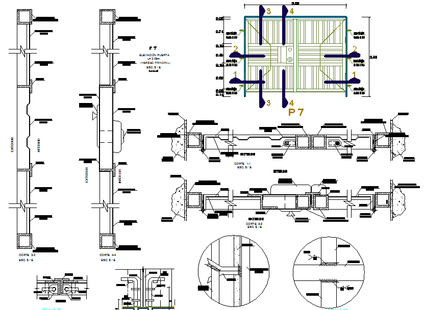 Main gate detail design dwg file - Cadbull