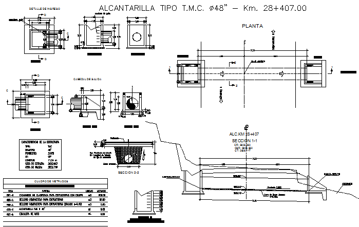 Main hole plan and section detail dwg file - Cadbull