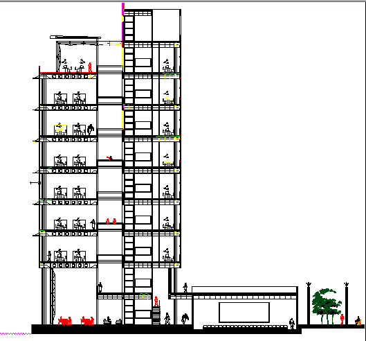 Main sectional view details of multi-flooring corporate building dwg ...