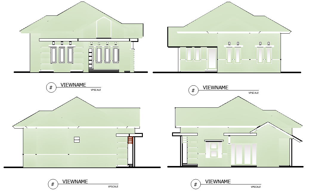 Main elevation view of 25’x25’ house building is given in this Autocad ...