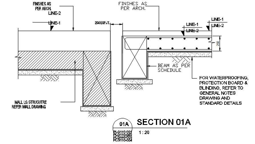 Mall LG structure section details are given in this AutoCAD Drawing ...