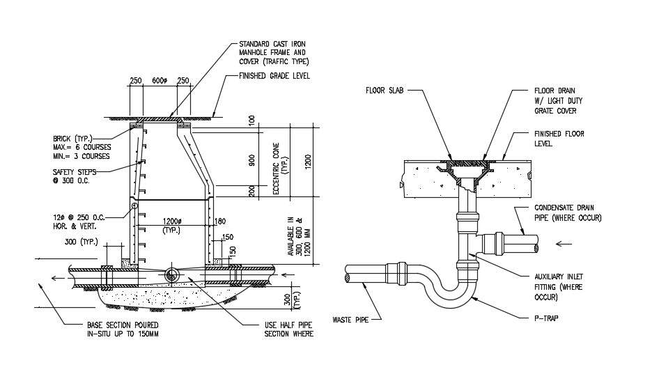 manhole-chamber-section-autocad-drawing-free-download-cadbull