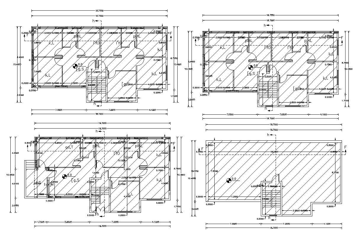 Many Floors Plan Of Apartment Design With Working Drawing - Cadbull