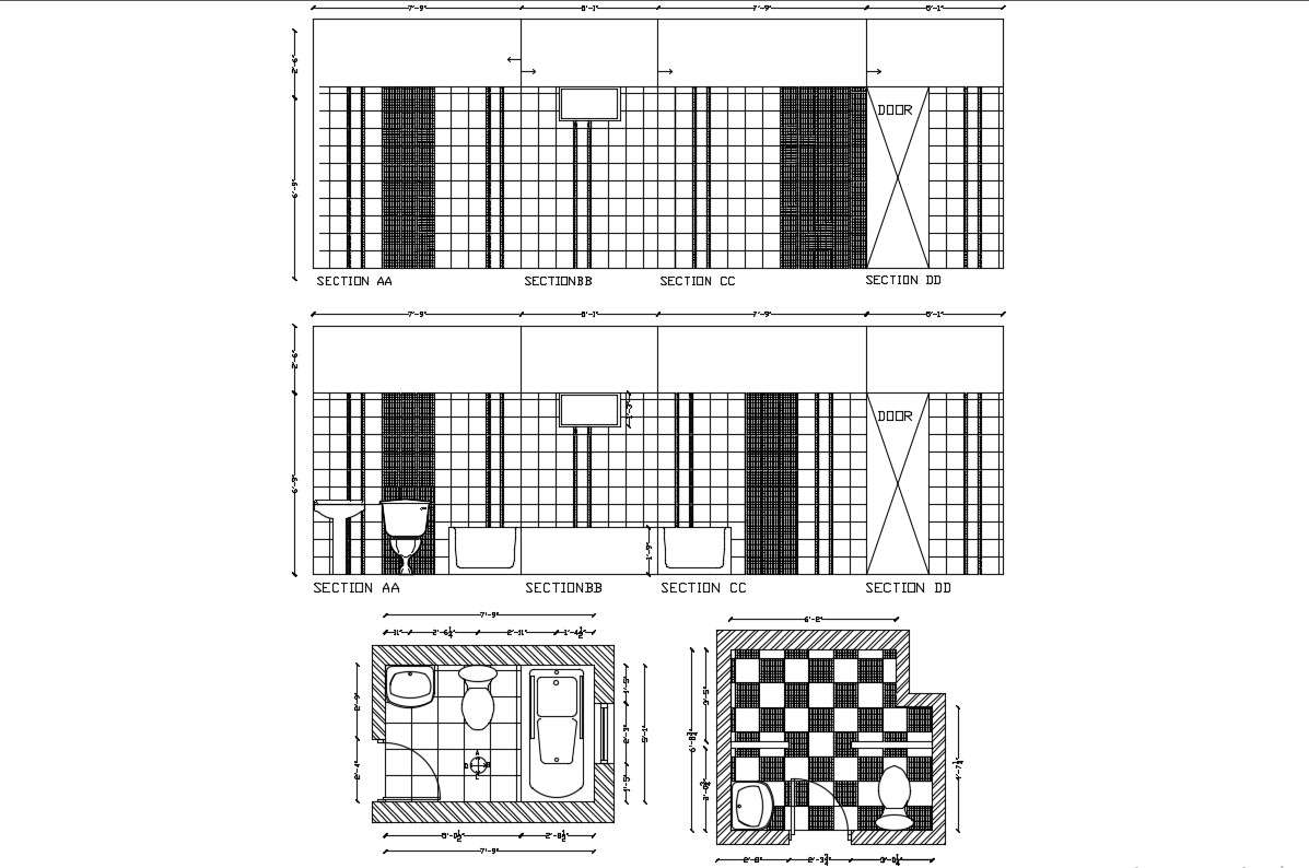 Master Bathroom Floor Plans AutoCAD Drawing - Cadbull
