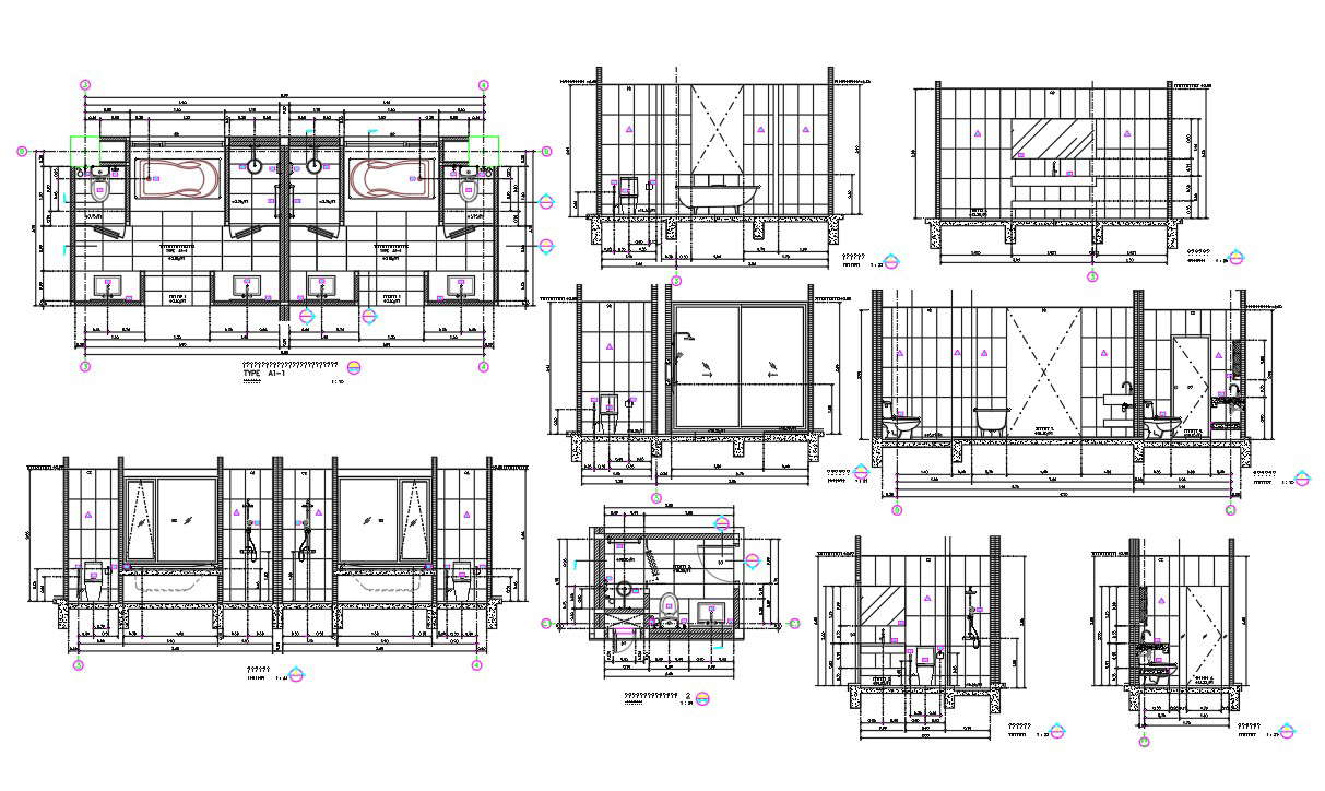 Master Bathroom Floor Plan And Section Drawing DWG File - Cadbull