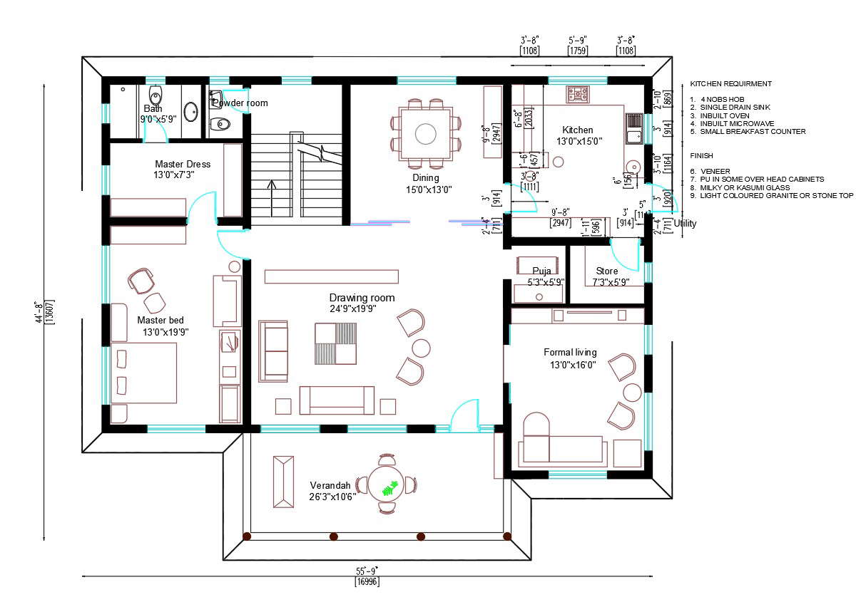 Master Bedroom House Plan Autocad Drawing Download Dwg File Cadbull