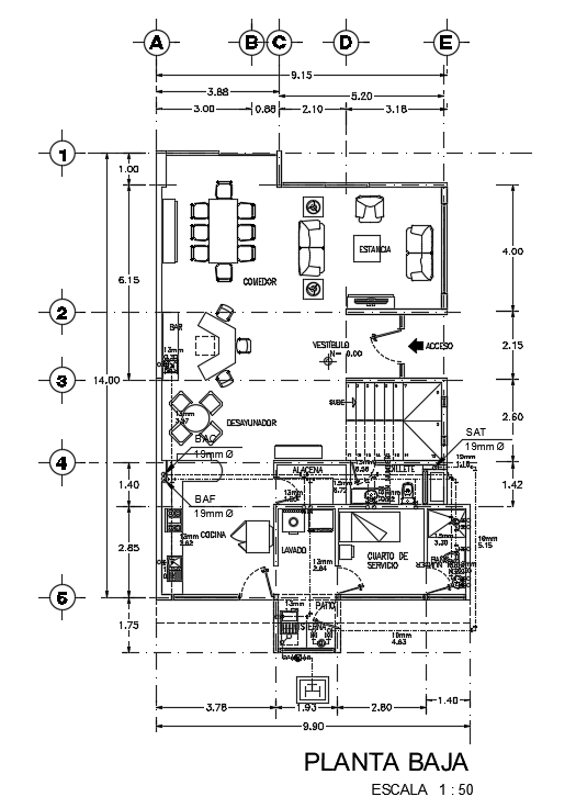 Measurement detail of 9x14m ground floor house plan is given in this ...