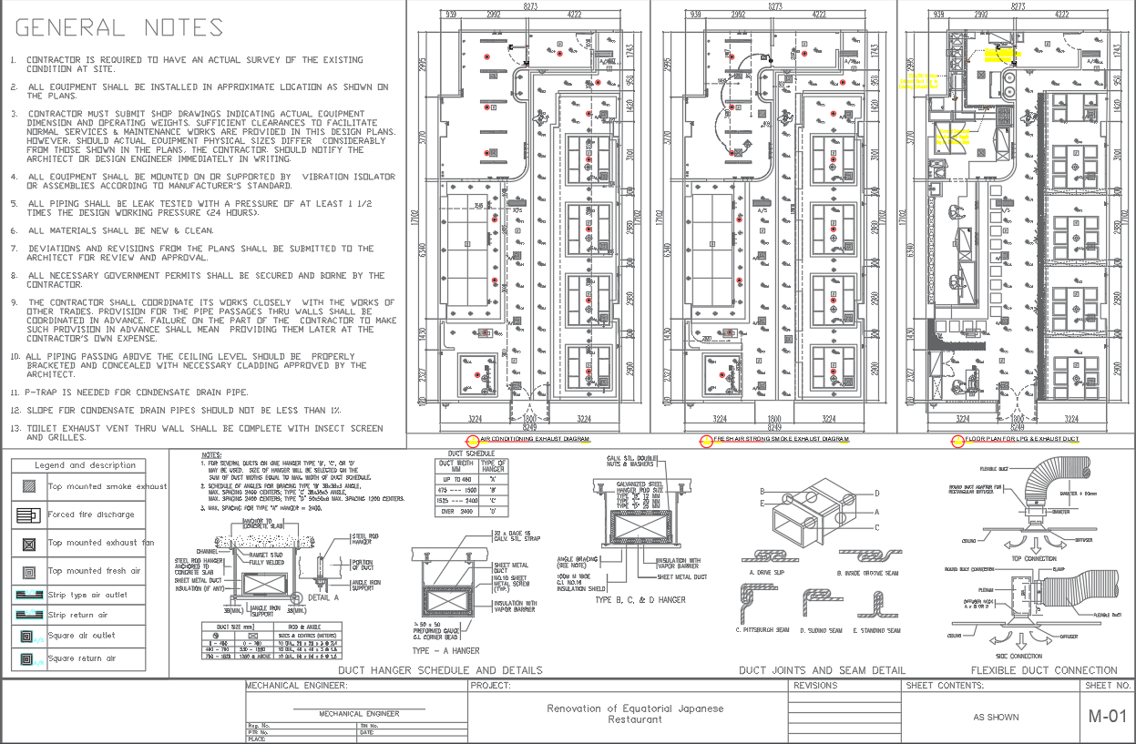 Mechanical Plans for a 141 sqm Restaurant In AutoCAD DWG File - Cadbull