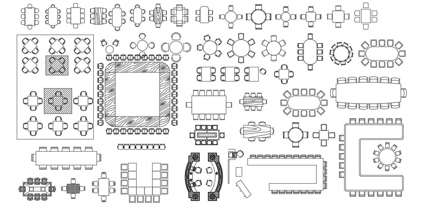 Meeting Table CAD Blocks In AutoCAD Drawing, CAD File, Dwg File - Cadbull