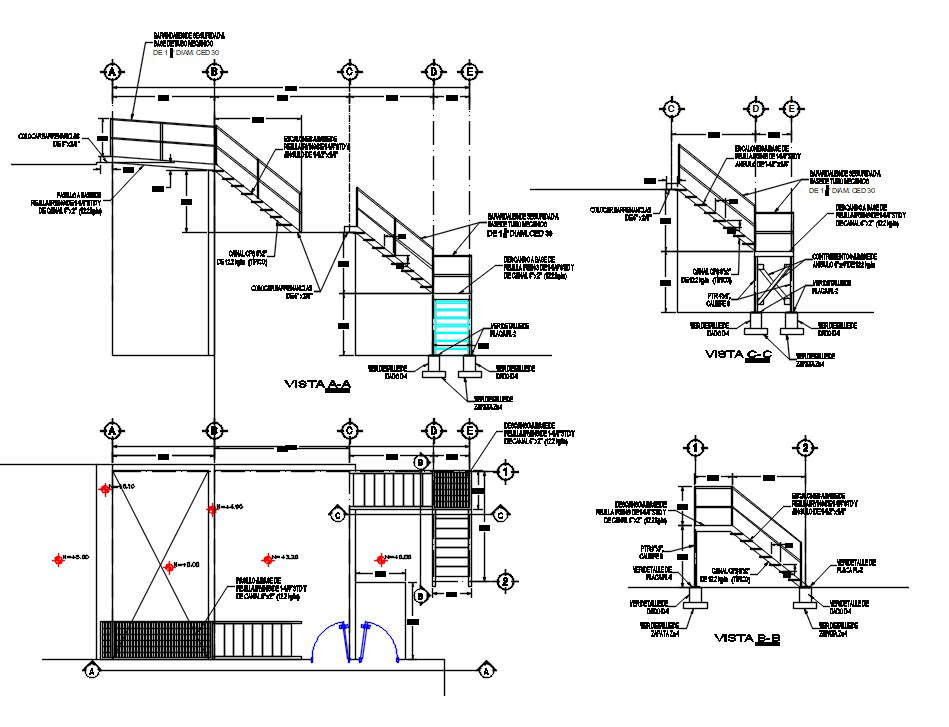 Metal Staircase DWG File - Cadbull